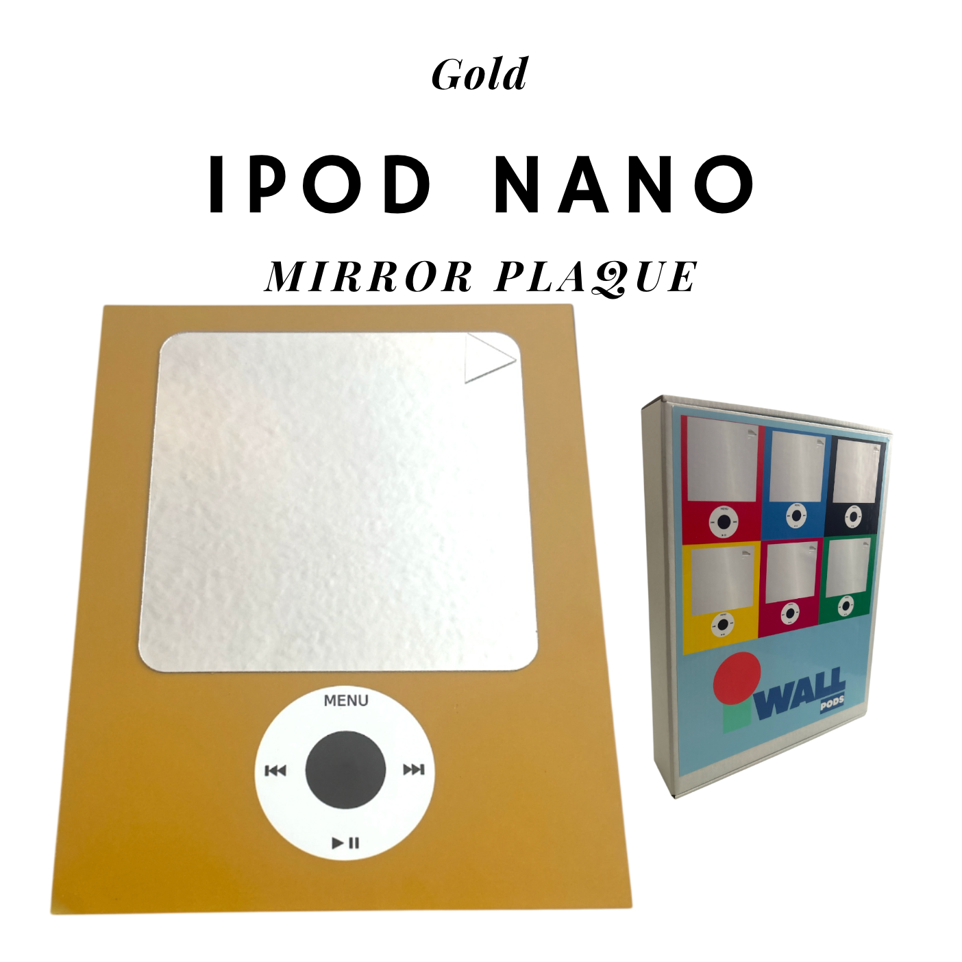 GOLD Giant iPod Nano Mirror Retro Metal Plaque