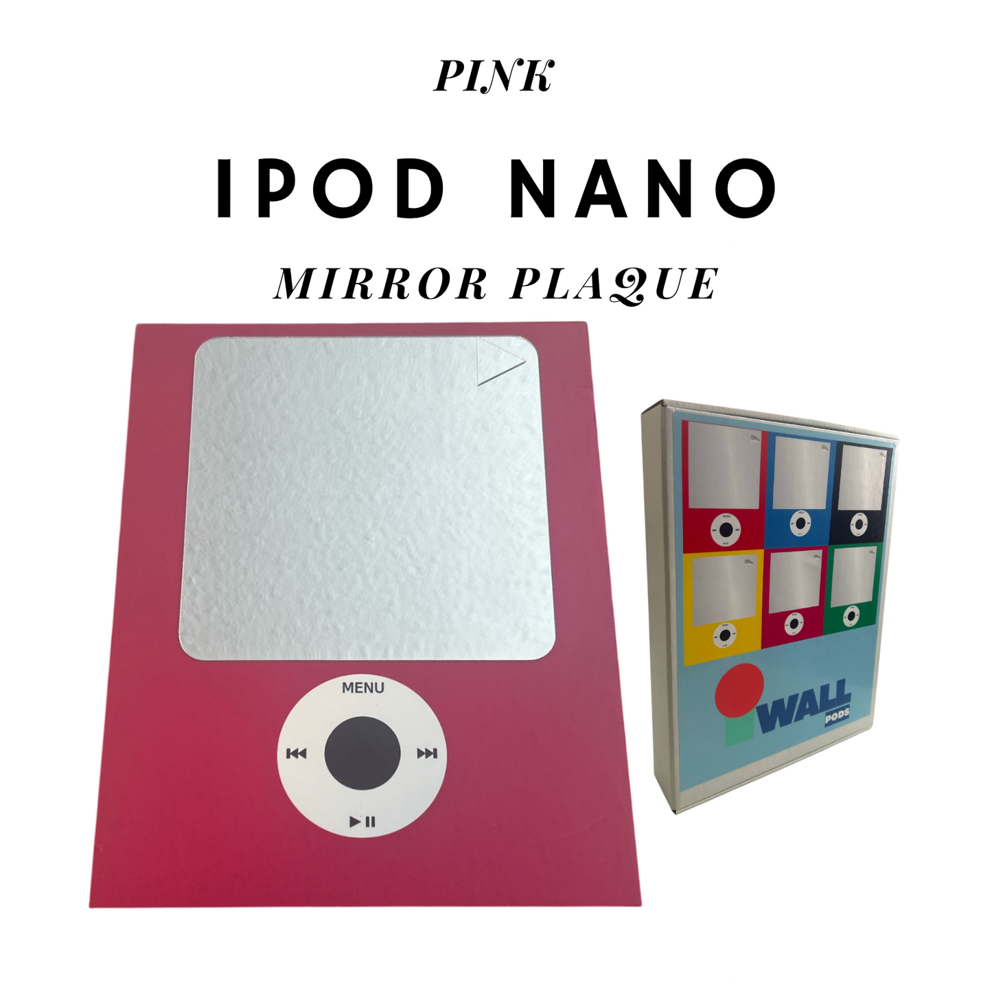 PINK Giant iPod Nano Mirror Retro Metal Plaque